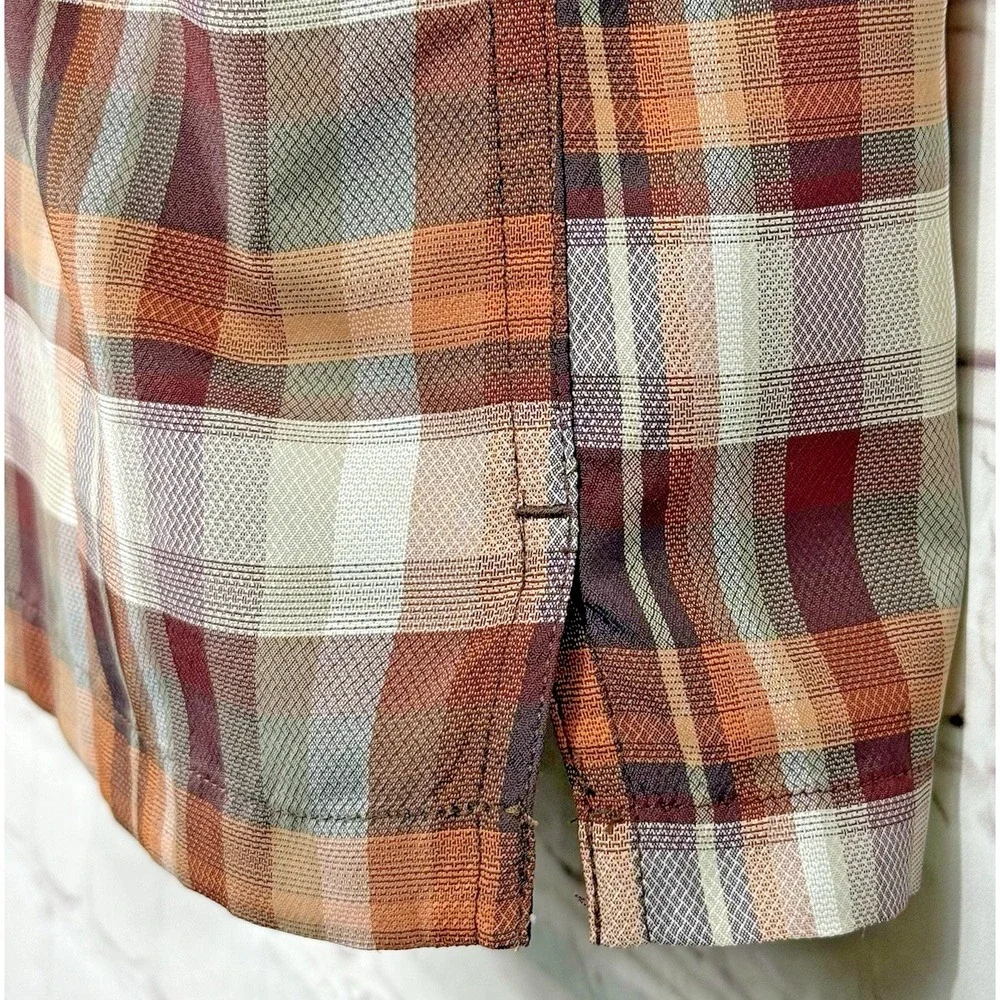 Eddie Bauer Rainier 2.0 Shirt Men's‎ XL Orange Plaid Short Sleeve Outdoor